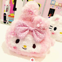 Cute Japanese Anime Cherry Blossom My melody Hello Kitty Plush Bags Stuffed Toy Soft Women's Handbag - Lusy Store
