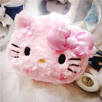Cute Japanese Anime Cherry Blossom My melody Hello Kitty Plush Bags Stuffed Toy Soft Women's Handbag - Lusy Store