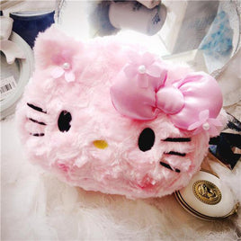 Cute Japanese Anime Cherry Blossom My melody Hello Kitty Plush Bags Stuffed Toy Soft Women's Handbag - Lusy Store