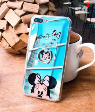 Cute Mirror Cartoon Kitty Case Minnie Mickey For iPhone Case Ultra Thin Clear Ring Holder Back Cover - Lusy Store