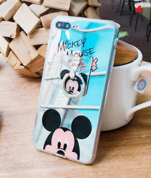 Cute Mirror Cartoon Kitty Case Minnie Mickey For iPhone Case Ultra Thin Clear Ring Holder Back Cover - Lusy Store