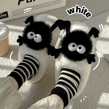Cute Slippers Funny Women Plush Shoes Soft Bottom Home Cotton Flip Flops Cartoon Girls Furry Slippers