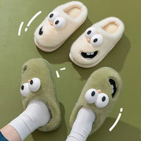 Cute Slippers Home Cotton Women Anti-Skid Warm Thick Soles Plush Upper Rainproof Cloth For External Wear