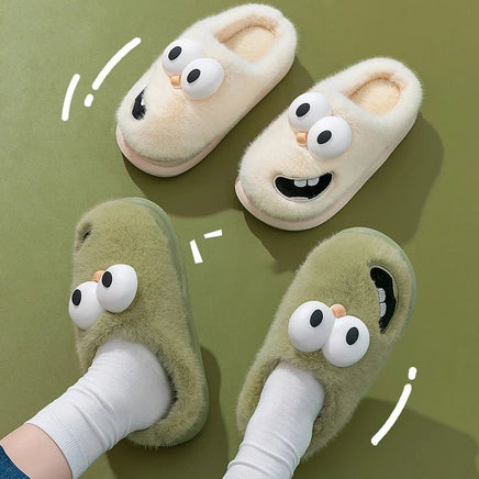 Cute Slippers Home Cotton Women Anti-Skid Warm Thick Soles Plush Upper Rainproof Cloth For External Wear