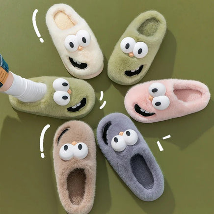 Cute Slippers Home Cotton Women Anti-Skid Warm Thick Soles Plush Upper Rainproof Cloth For External Wear