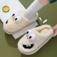 Cute Slippers Home Cotton Women Anti-Skid Warm Thick Soles Plush Upper Rainproof Cloth For External Wear