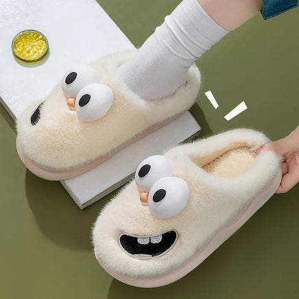 Cute Slippers Home Cotton Women Anti-Skid Warm Thick Soles Plush Upper Rainproof Cloth For External Wear