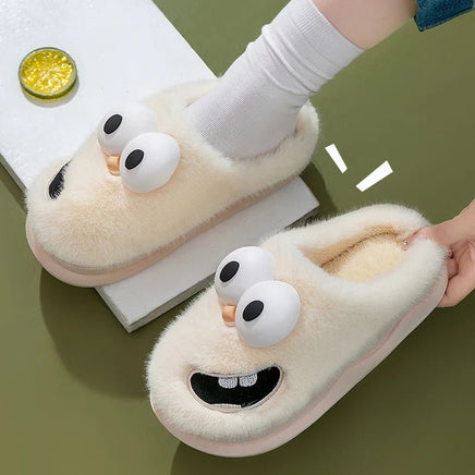 Cute Slippers Home Cotton Women Anti-Skid Warm Thick Soles Plush Upper Rainproof Cloth For External Wear - Lusy Store LLC