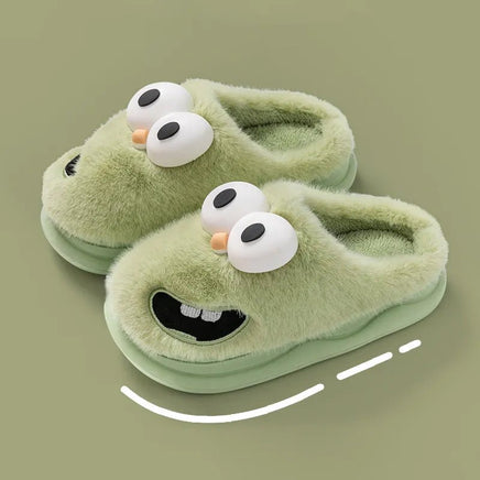 Cute Slippers Home Cotton Women Anti-Skid Warm Thick Soles Plush Upper Rainproof Cloth For External Wear