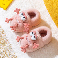 Cute Slippers Kids Shoes Cartoon Warm Non-slip Girl Boy Home Cotton Shoes Pink