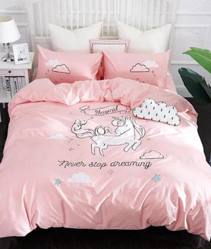 Cute Unicorn Bedding Sets Duvet Cover Embroidery Kids Bedding Sets Soft Bed Linen Twin/Queen/King Size - Lusy Store