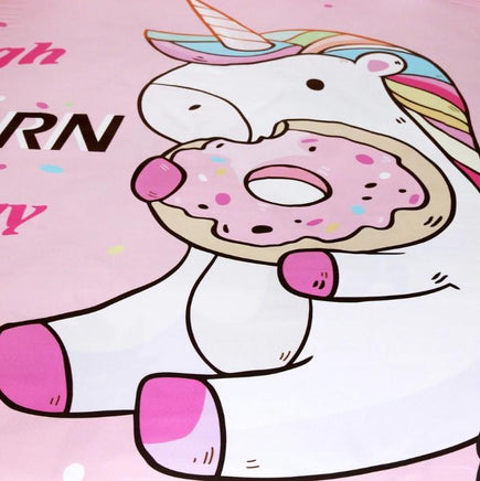 Cute Unicorn Bedding Sets Duvet Cover Rainbow Hair Kids Bedding Sets Colorful Pink Blue Girly Bedspreads Donuts - Lusy Store