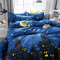 Dark Blue City Night Scene Bedding Sets Duvet Cover Bed Sheet Kids Bedding Sets Twin/Full/Queen/King Size - Lusy Store