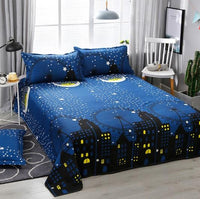 Dark Blue City Night Scene Bedding Sets Duvet Cover Bed Sheet Kids Bedding Sets Twin/Full/Queen/King Size - Lusy Store