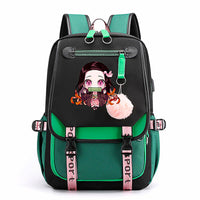 Demon Slayer Nezuko Backpacks Teenager Backpacks for School Rucksack Canvas Laptop B69 Green