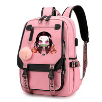 Demon Slayer Nezuko Backpacks Teenager Backpacks for School Rucksack Canvas Laptop B69 Pink