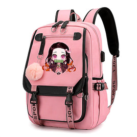 Demon Slayer Nezuko Backpacks Teenager Backpacks for School Rucksack Canvas Laptop B69 Pink
