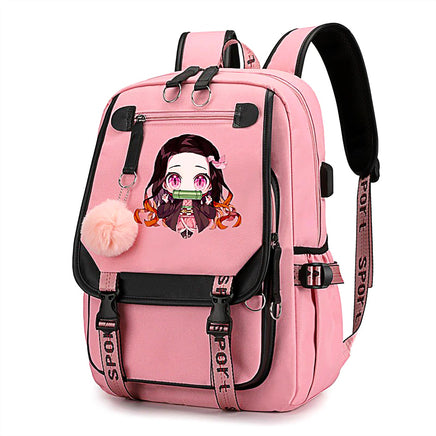 Demon Slayer Nezuko Backpacks Teenager Backpacks for School Rucksack Canvas Laptop B69 Pink