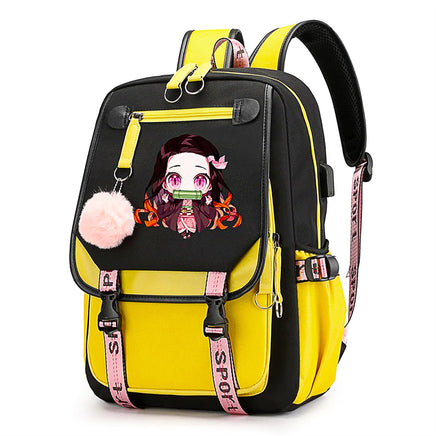 Demon Slayer Nezuko Backpacks Teenager Backpacks for School Rucksack Canvas Laptop B69 Yellow