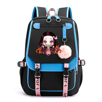 Demon Slayer Nezuko Backpacks Teenager Backpacks for School Rucksack Canvas Laptop B69 Blue