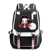 Demon Slayer Nezuko Backpacks Teenager Backpacks for School Rucksack Canvas Laptop B69 Black