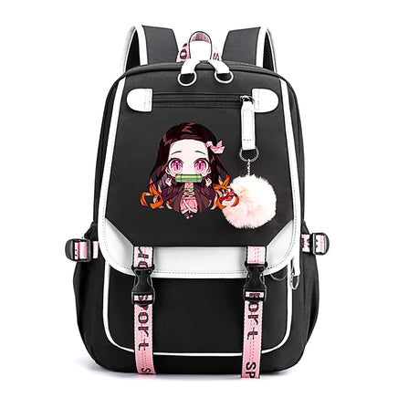 Demon Slayer Nezuko Backpacks Teenager Backpacks for School Rucksack Canvas Laptop B69 Black