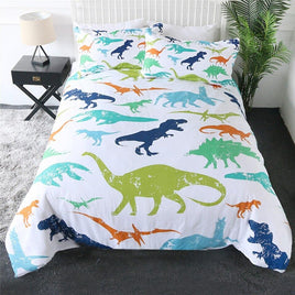 Dinosaur Bedding 3D Cartoon Jurassic Printed Bedclothes For Boys Home Textiles White