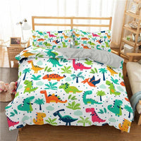 Dinosaur Bedding 3D Family Cartoon Printed Bedding Sets For Kids Green
