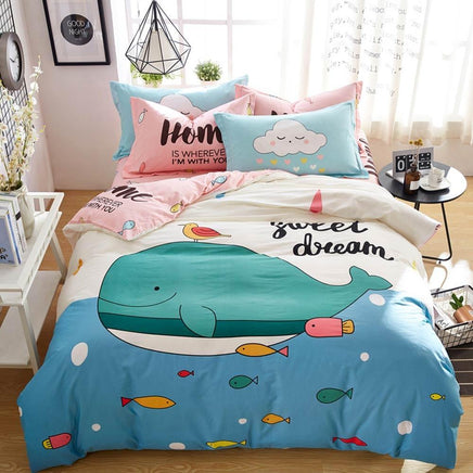 Dinosaur Bedding Printed Cover Bed Set Cotton Twin Full Queen Size Home Textiles Blue White