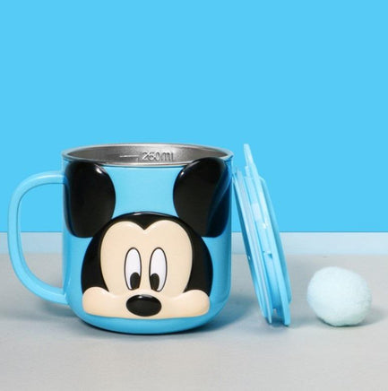 Disney Mugs Home Anti-Fall Kindergarten Stainless Steel Mouth Cup Toddler Baby With Lid 260ml Blue