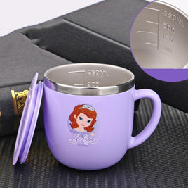 Disney Mugs Home Anti-Fall Kindergarten Stainless Steel Mouth Cup Toddler Baby With Lid 260ml Purple