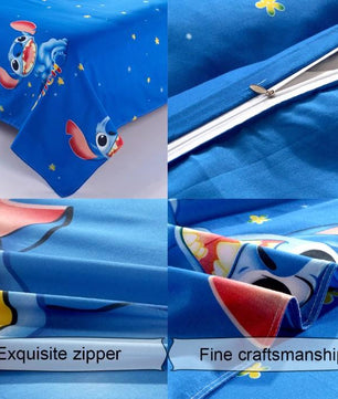 Disney Stitch Boys Bedding Sets Duvet Cover Blue Bed Linen Kids Bedding Sets Twin/Queen Size - Lusy Store