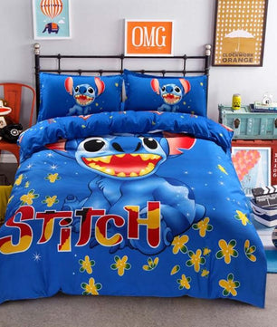 Disney Stitch Boys Bedding Sets Duvet Cover Blue Bed Linen Kids Bedding Sets Twin/Queen Size - Lusy Store