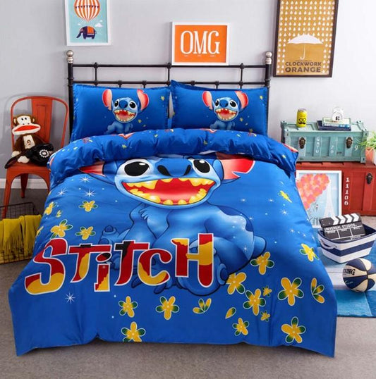Disney Stitch Boys Bedding Sets Duvet Cover Blue Bed Linen Kids Bedding Sets Twin/Queen Size - Lusy Store
