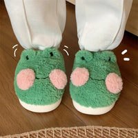 Dog Slippers Girls Indoor Home Warm Cotton Cartoon Soft Plush Indoor Home Couple Slippers Frog