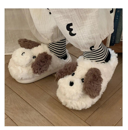 Dog Slippers Girls Indoor Home Warm Cotton Cartoon Soft Plush Indoor Home Couple Slippers