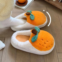 Dog Slippers Girls Indoor Home Warm Cotton Cartoon Soft Plush Indoor Home Couple Slippers Orange