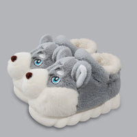 Dog Slippers Warm Indoor For Women Men Soft Faux Fur Home Shoes Cute Puppy Shape Platform Plush Slippers