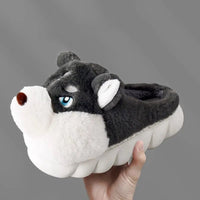 Dog Slippers Warm Indoor For Women Men Soft Faux Fur Home Shoes Cute Puppy Shape Platform Plush Slippers