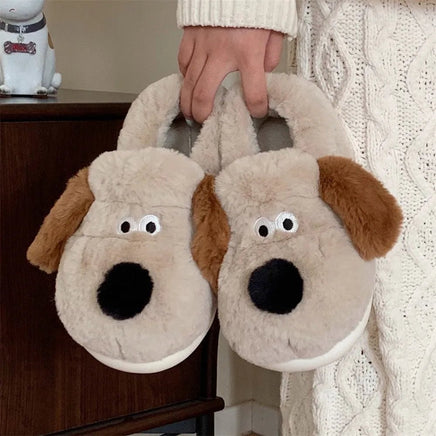 Dog Slippers Womens Cotton Warm Plush Slippers Home Casual Comfort Soft Sole Anti Slip