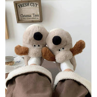 Dog Slippers Womens Cotton Warm Plush Slippers Home Casual Comfort Soft Sole Anti Slip