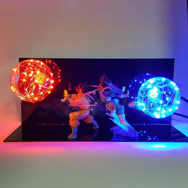 Dragon Ball Z Action Figure Son Goku vs Vegeta Fighting Flash Ball DIY Display - Lusy Store