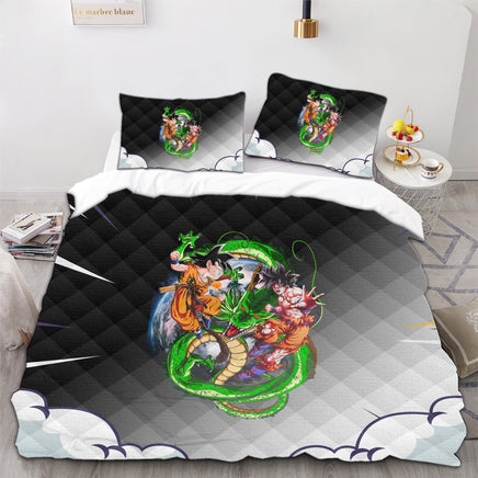 Dragon Ball Z Bedding Goku Duvet Cover Black Blue Green Quilted Pillowcase Bedspread - Lusy Store LLC