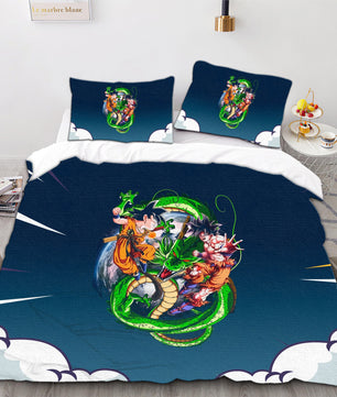 Dragon Ball Z Bedding Goku Duvet Cover Black Blue Green Quilted Pillowcase Bedspread - Lusy Store LLC