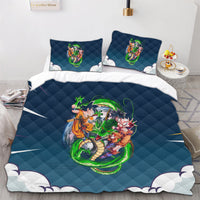 Dragon Ball Z Bedding Goku Duvet Cover Black Blue Green Quilted Pillowcase Bedspread - Lusy Store LLC