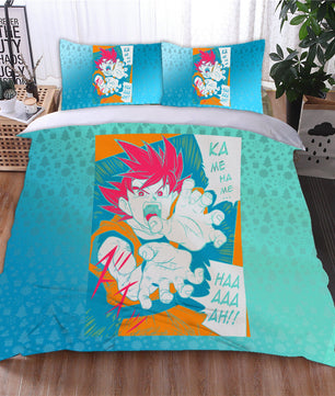 Dragon Ball Z Bedding Goku Duvet Cover Black Blue Orange Quilted Pillowcase Bedspread - Lusy Store LLC
