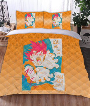 Dragon Ball Z Bedding Goku Duvet Cover Black Blue Orange Quilted Pillowcase Bedspread - Lusy Store LLC