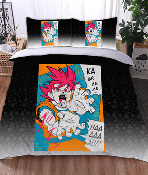 Dragon Ball Z Bedding Goku Duvet Cover Black Blue Orange Quilted Pillowcase Bedspread - Lusy Store LLC