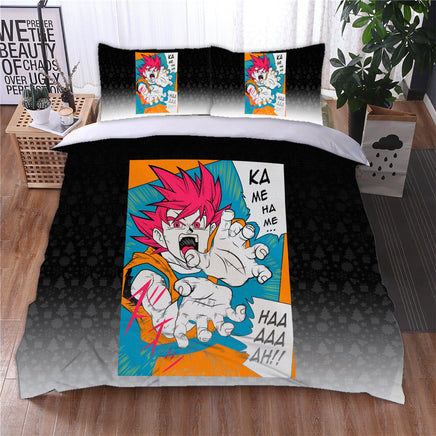 Dragon Ball Z Bedding Goku Duvet Cover Black Blue Orange Quilted Pillowcase Bedspread - Lusy Store LLC