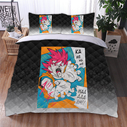 Dragon Ball Z Bedding Goku Duvet Cover Black Blue Orange Quilted Pillowcase Bedspread - Lusy Store LLC